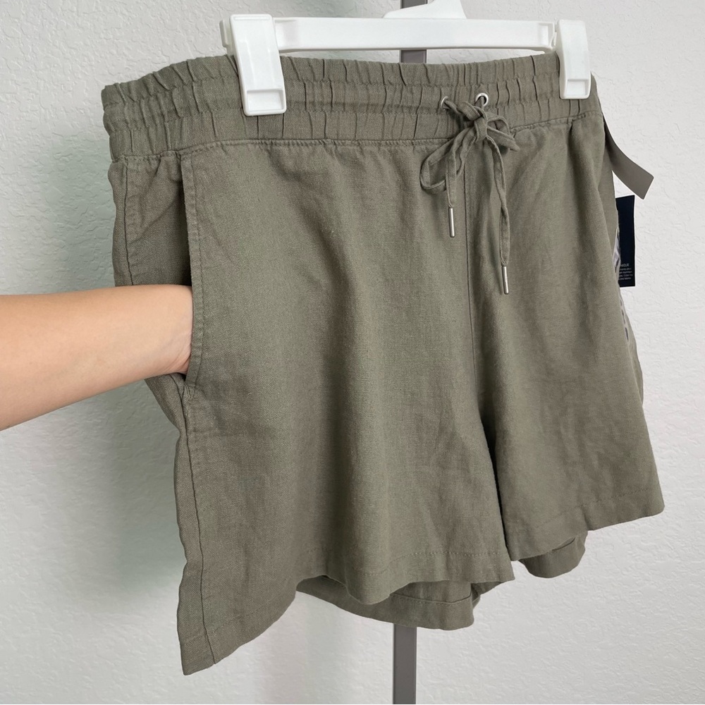 Gap Women's Comfy Cool Linen Blend Drawstring Summer Shorts in Vetiver Size XXL - Picture 4 of 10